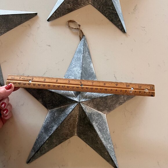 Set of 3 Large 12" Metal Barn Stars - Galvanized Farmhouse Wall Decor - Picture 9 of 10